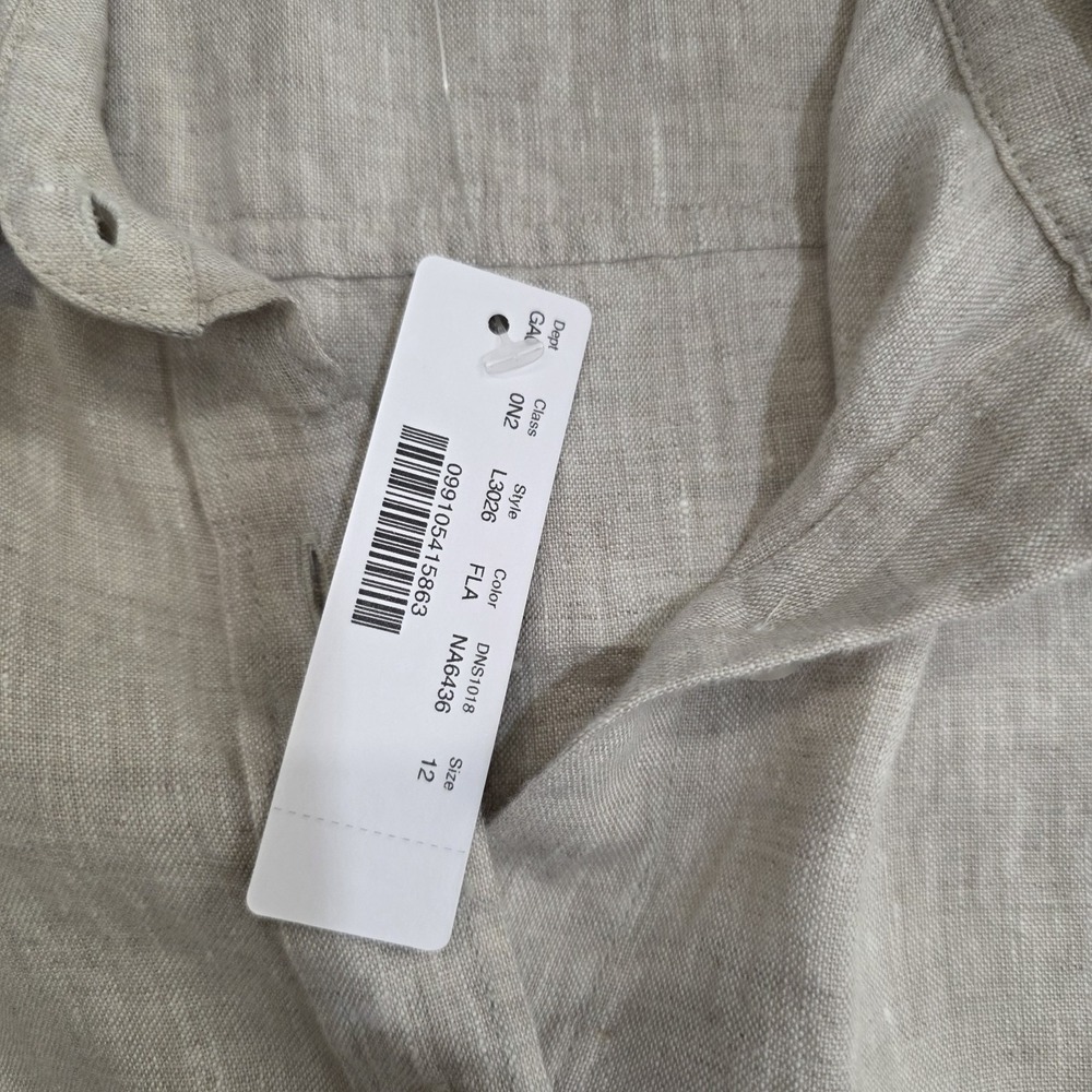 J.Crew Slim Fit Perfect Shirt Baird McNutt Irish Linen Oatmeal Tan Size 12 - Picture 4 of 7